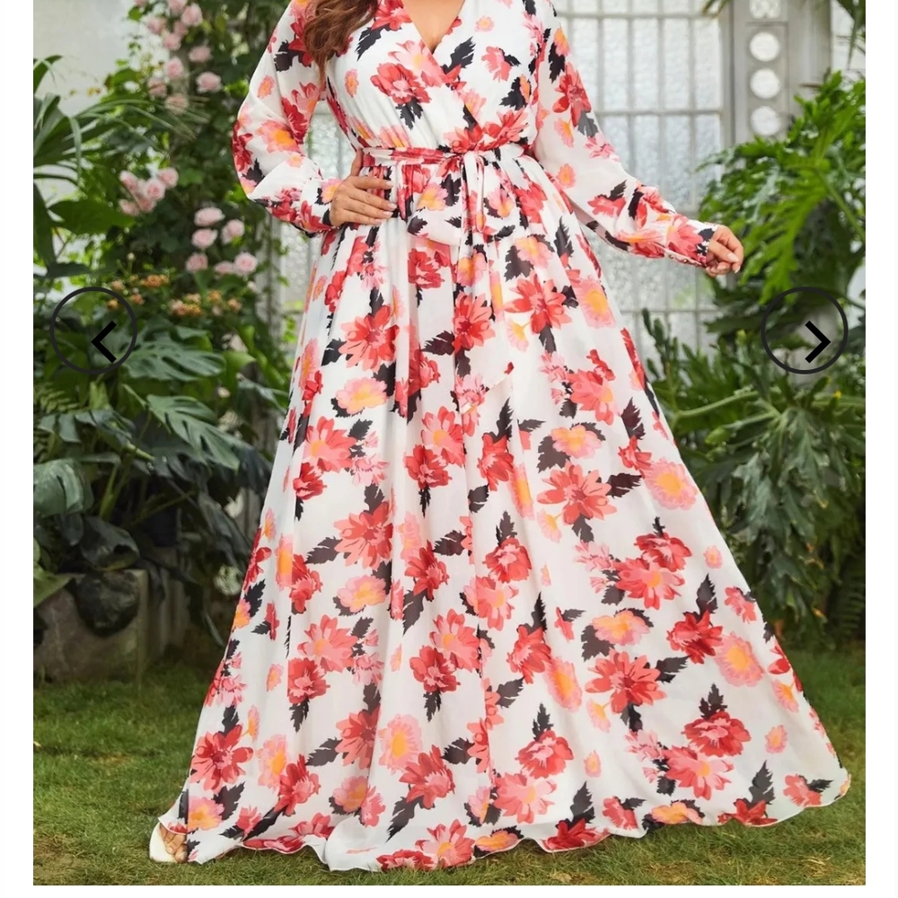 Chic Floral Long Sleeve Maxi Dress